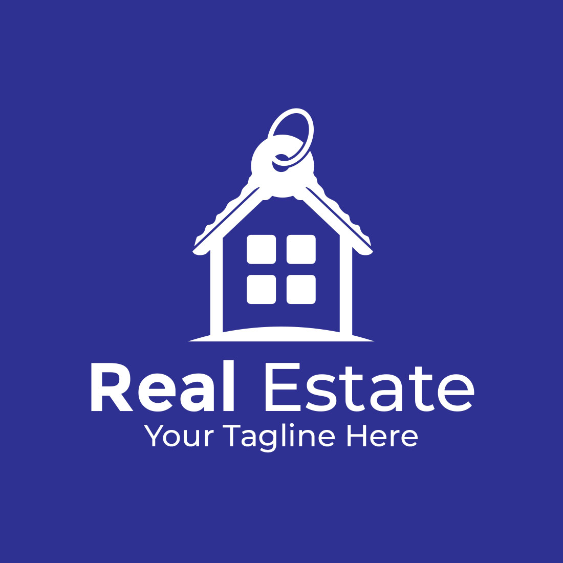 Real Estate White Logo House with Key Design preview image.