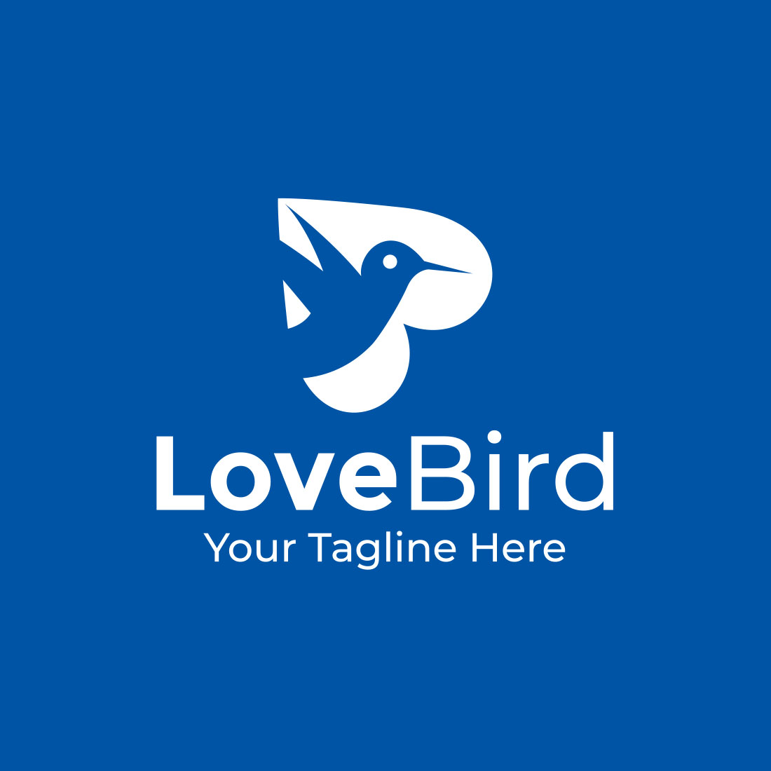 Love Bird Logo with blue background.