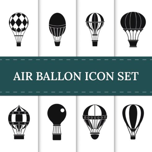 Pack of enchanting silhouettes Air balloons.