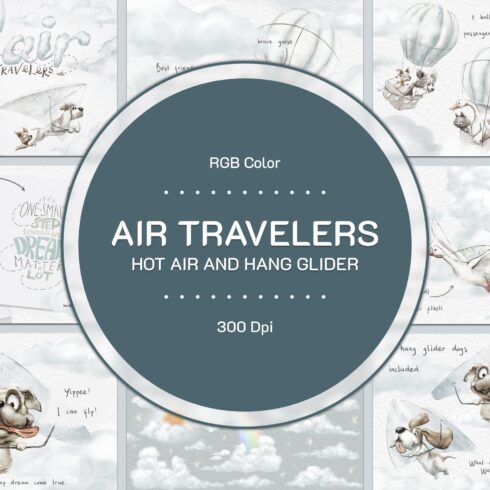 Air travelers. Hot air, hang glider.