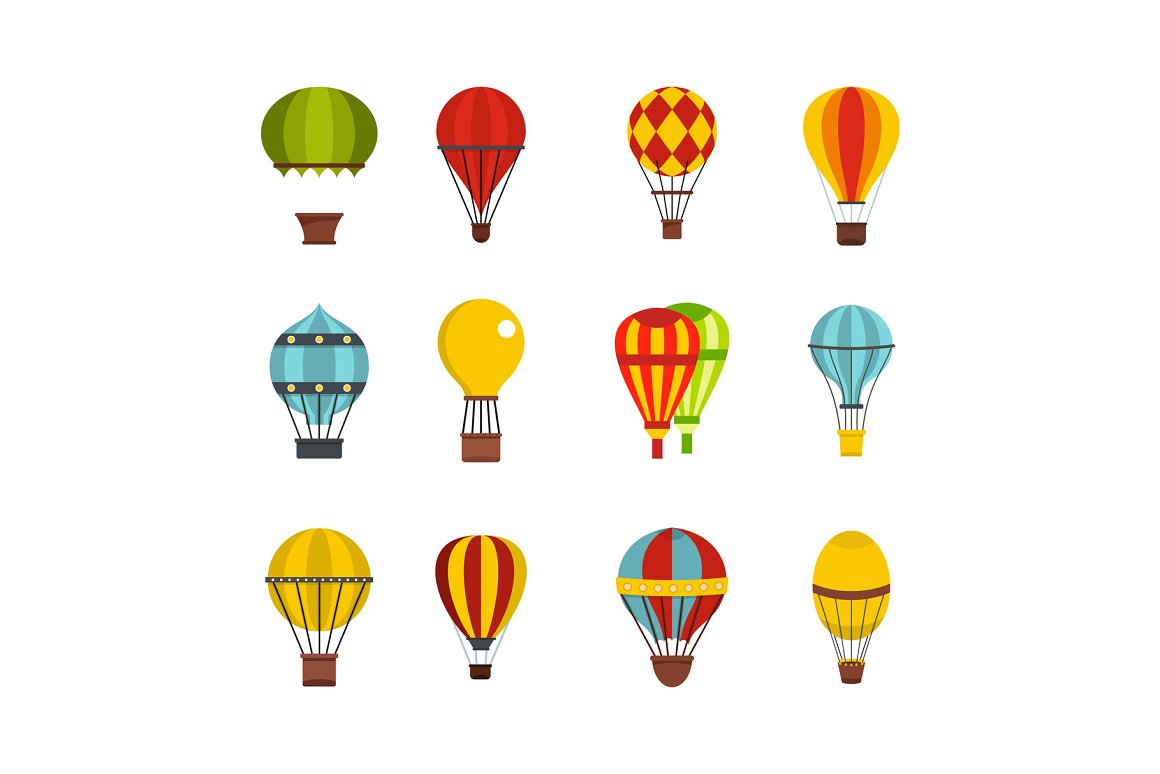 Pack of unique images with air balloons.