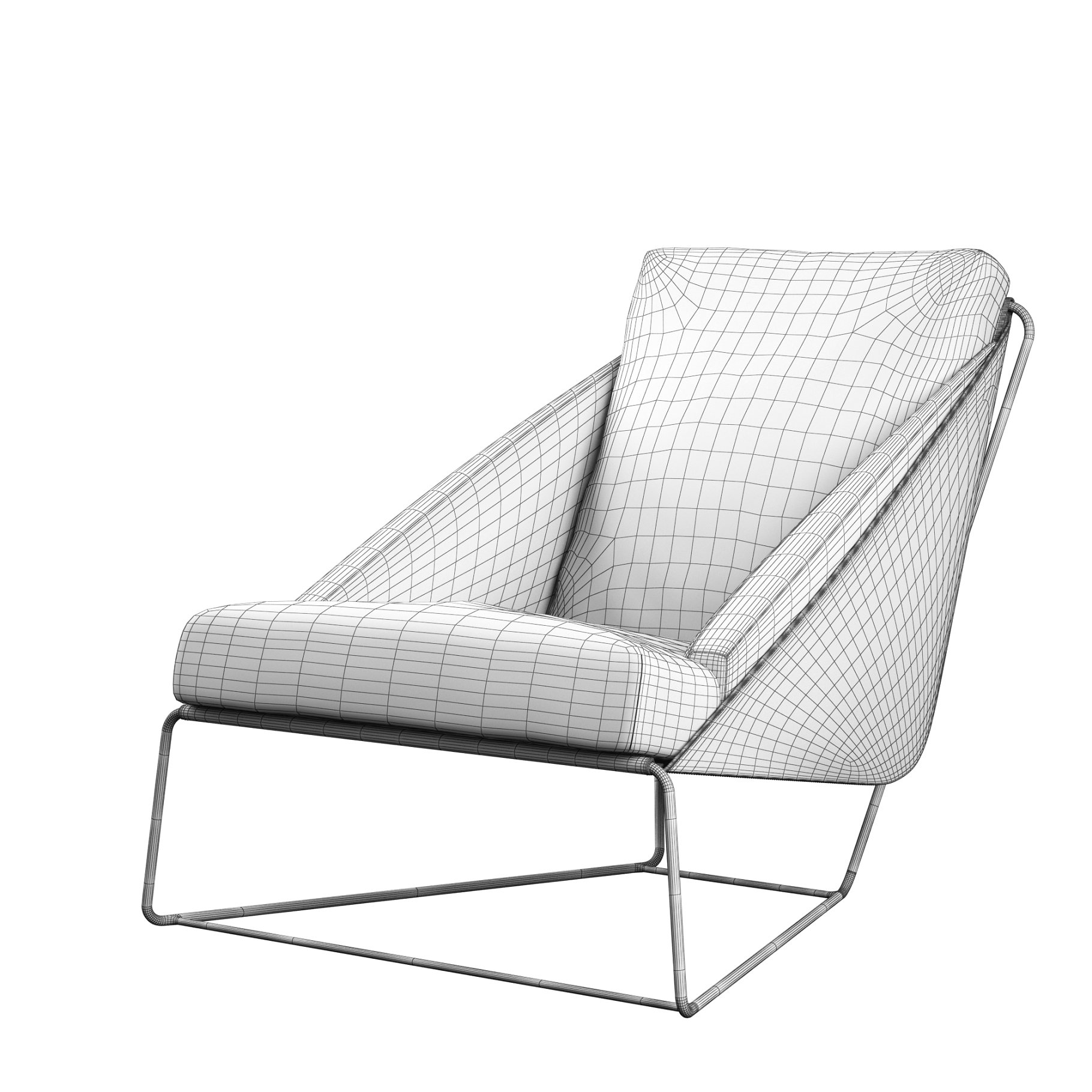 Rendering of a unique 3d model of an Italian chair without textures