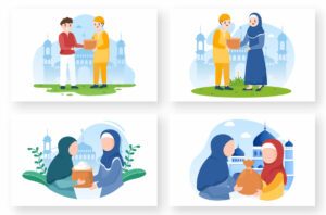 12 Muslim People Giving Alms Illustration MasterBundles