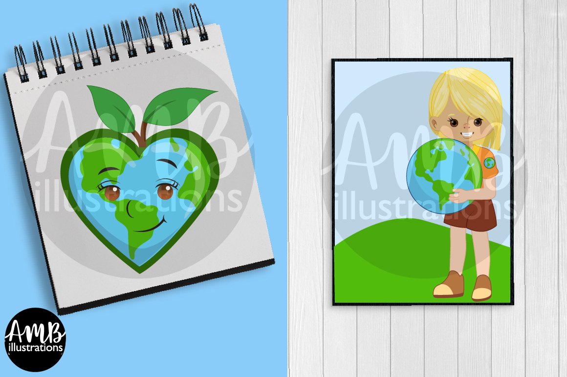 Paper with save the planet illustrations.