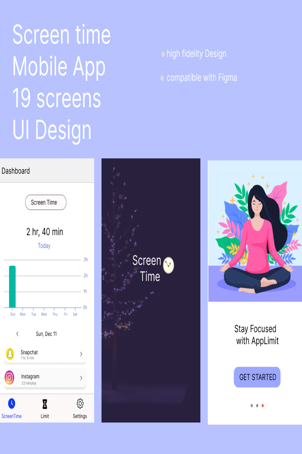 Screentime Mobile App UI Design pinterest image.