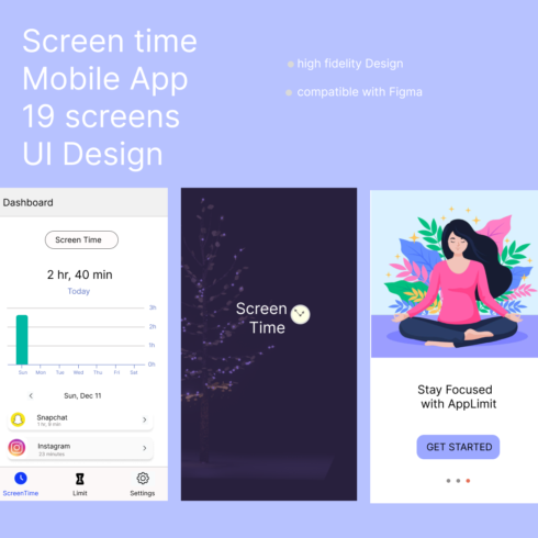 Screentime Mobile App UI Design cover image.