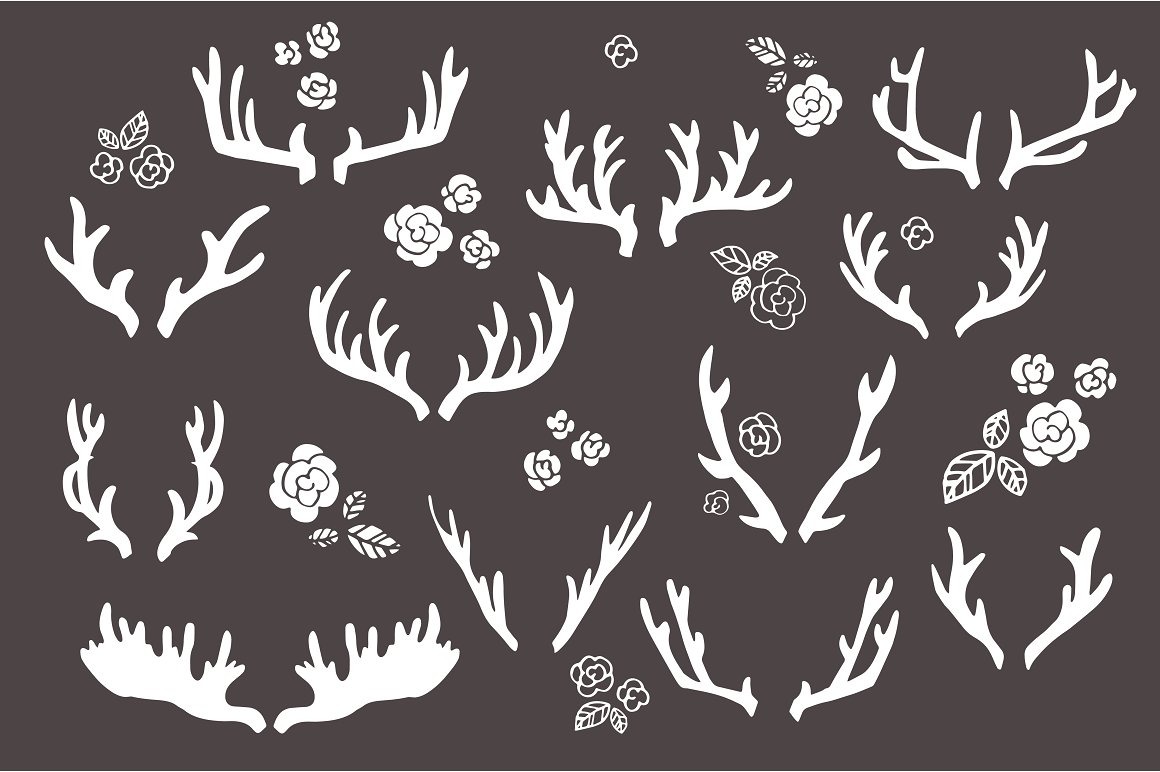 Brown background with white deer antlers.
