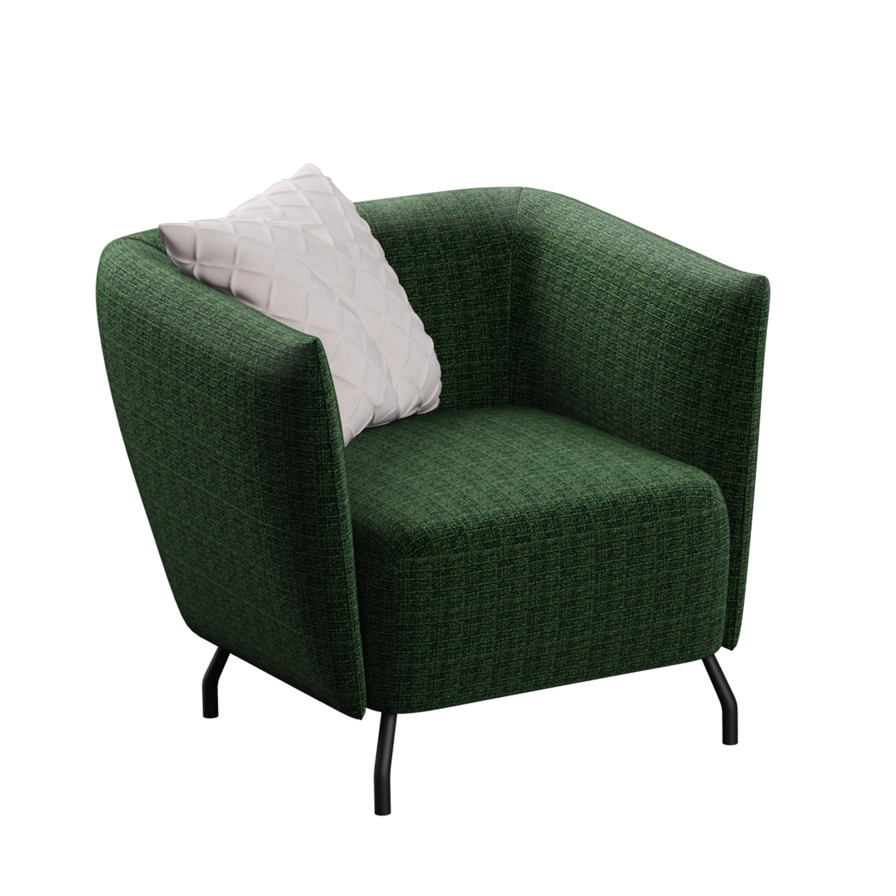 Rendering of an exquisite 3d model of a green armchair