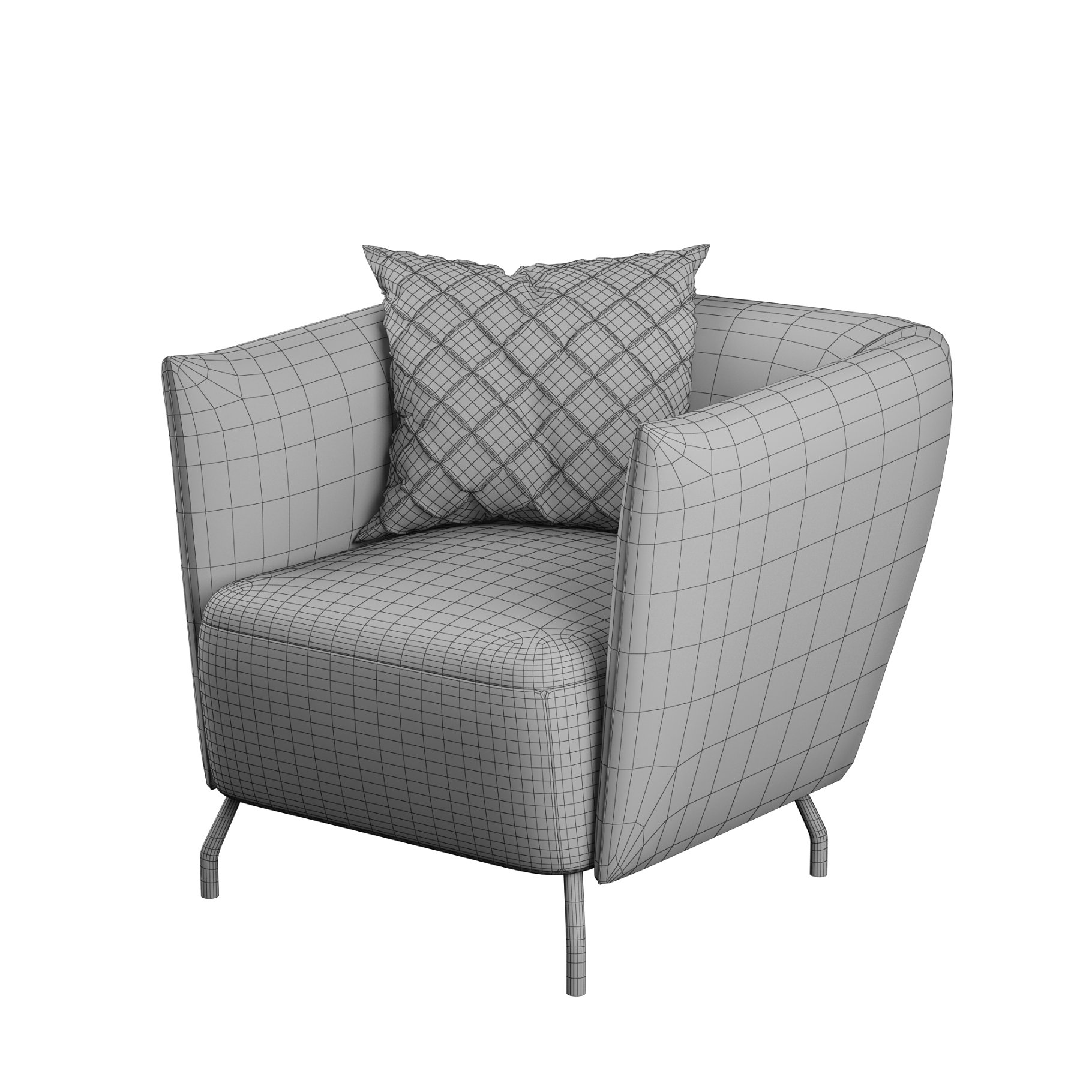 Rendering of an adorable armchair 3d model without textures