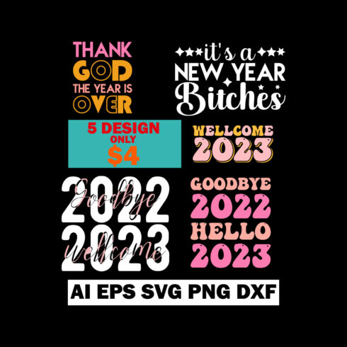 Happy New Year 2023 T-Shirt Bundle image cover.