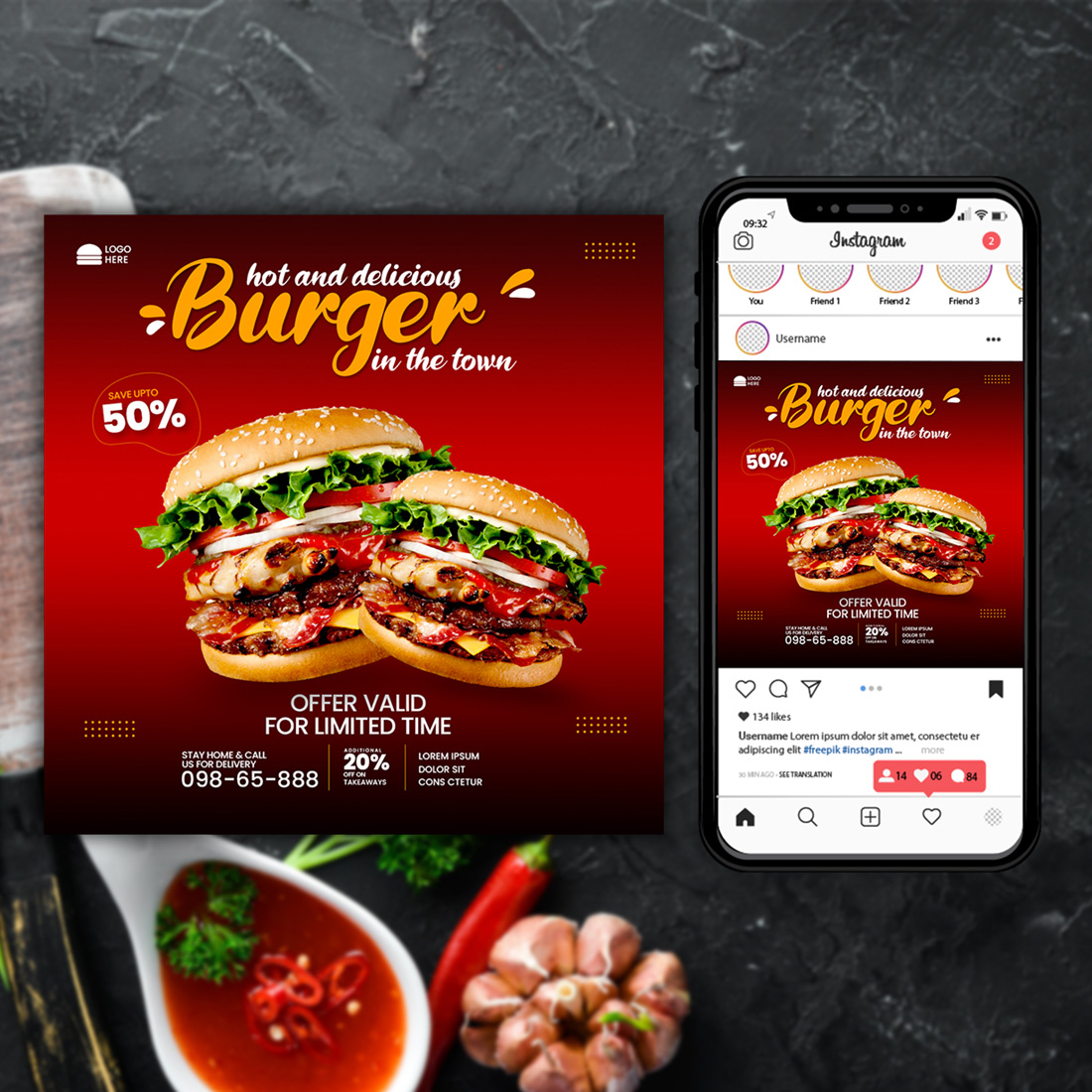 Instagram Food Post Template main cover.