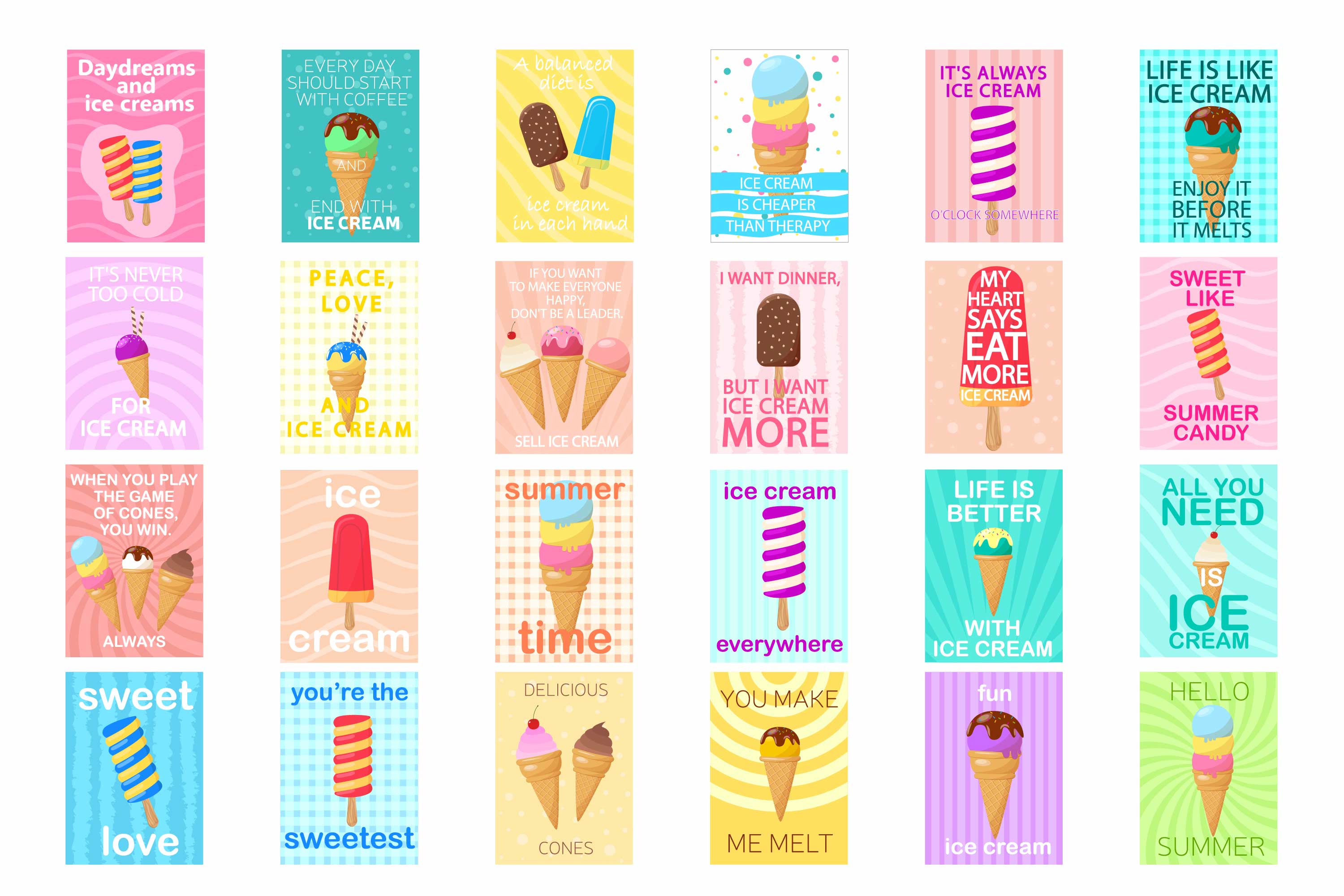 Set of gorgeous images with ice cream