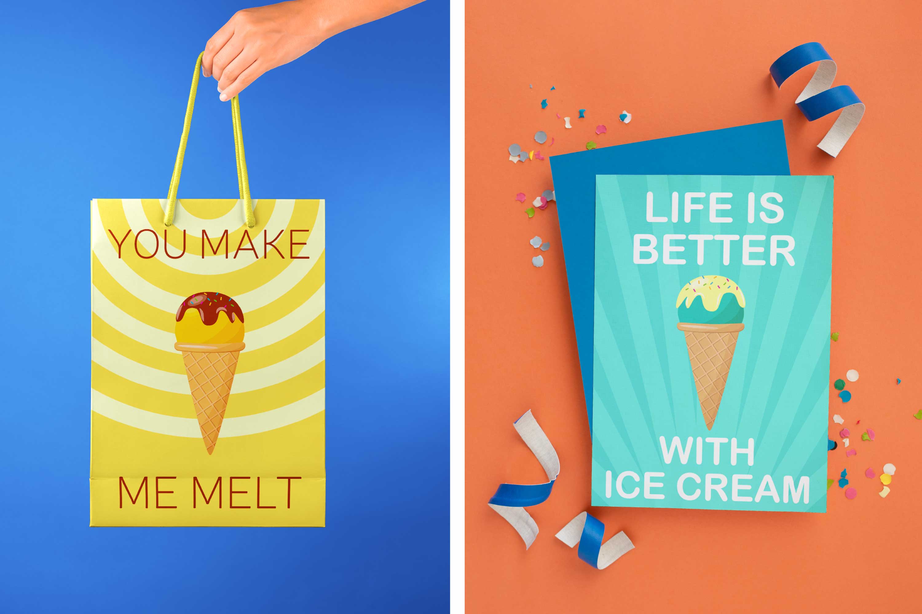 Image of a paper bag with an image of ice cream