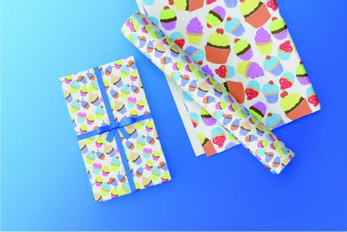 Image of wrapping paper with images of sweets