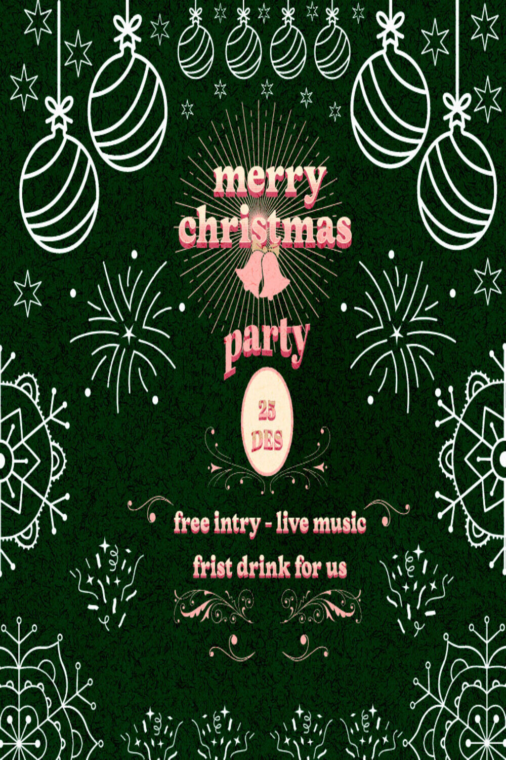 Party Merry Christmas Flyer Design pinterest image.