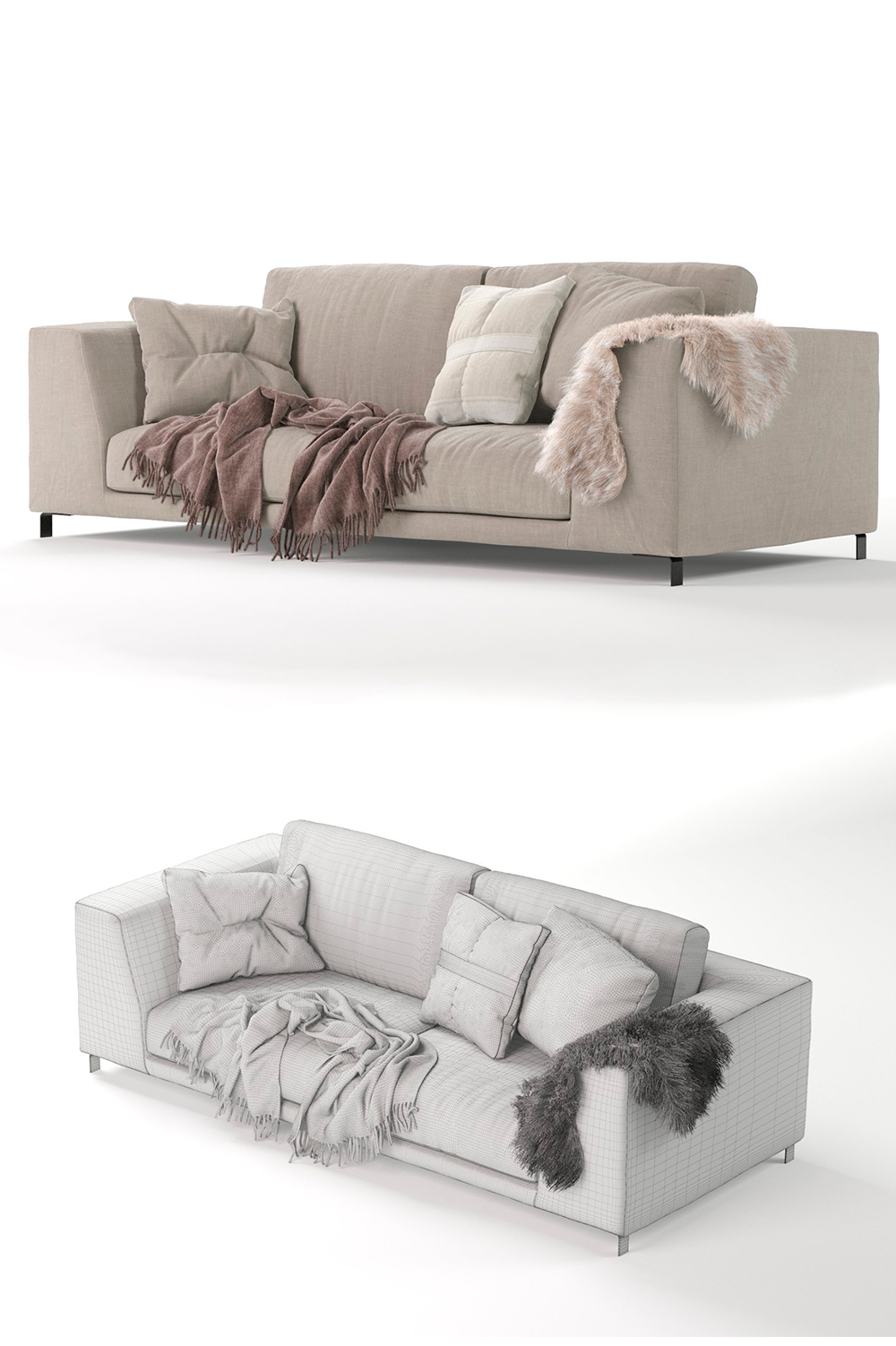 Rendering an adorable 3d model of a sofa