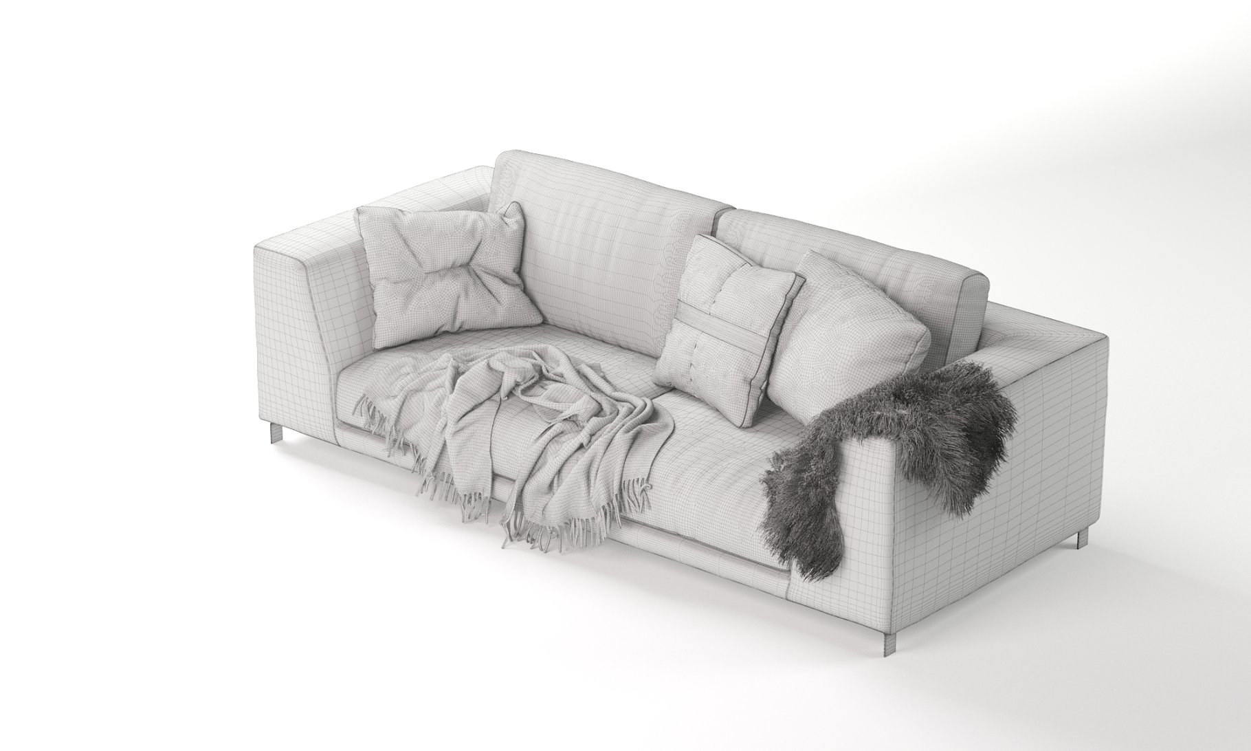 Rendering of an exquisite 3d model of a sofa without textures