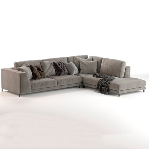 Rendering of an enchanting 3d model of a corner sofa