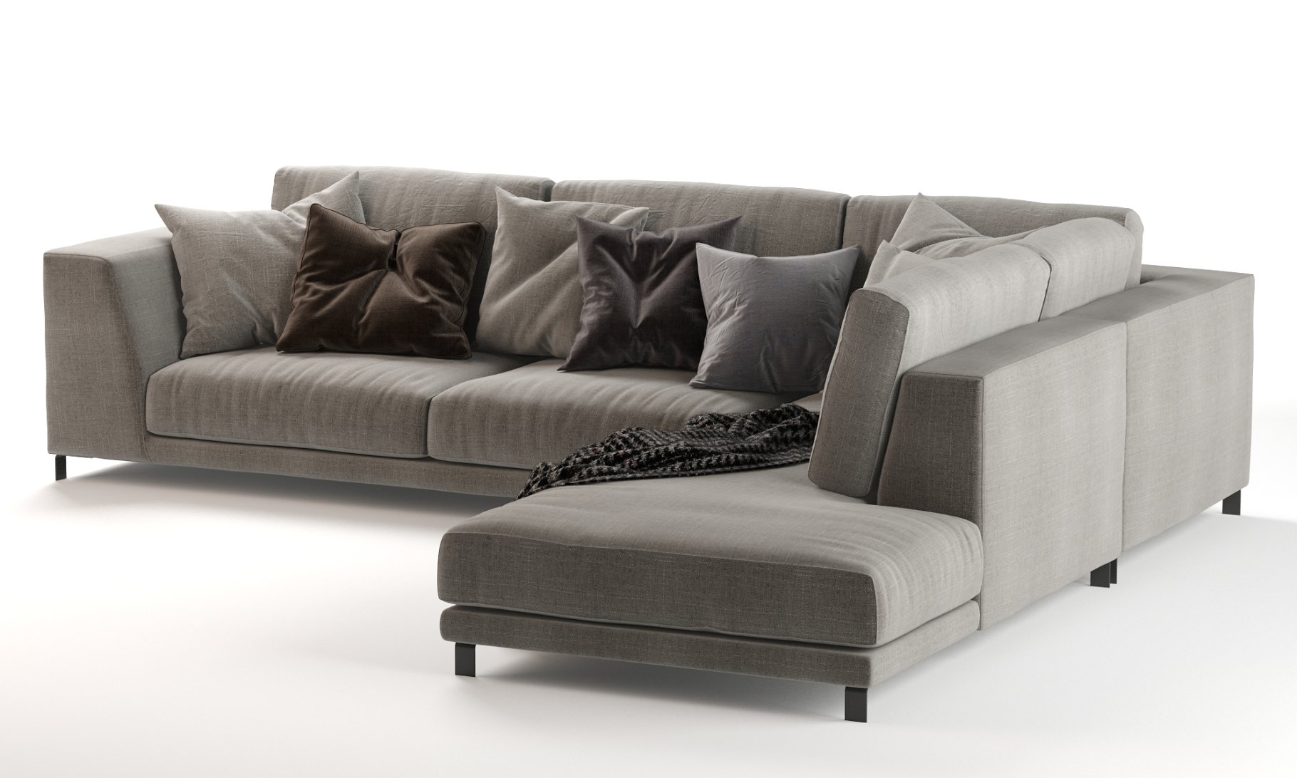 Rendering of an elegant 3d model of a corner sofa