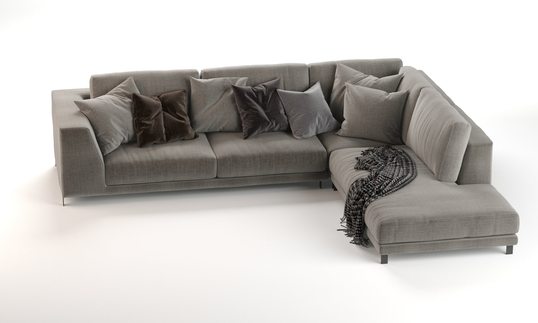Rendering of a beautiful 3d model of a corner sofa