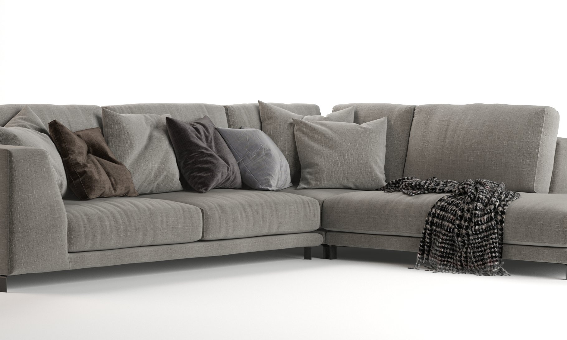 Rendering of an exquisite 3d model of a corner sofa