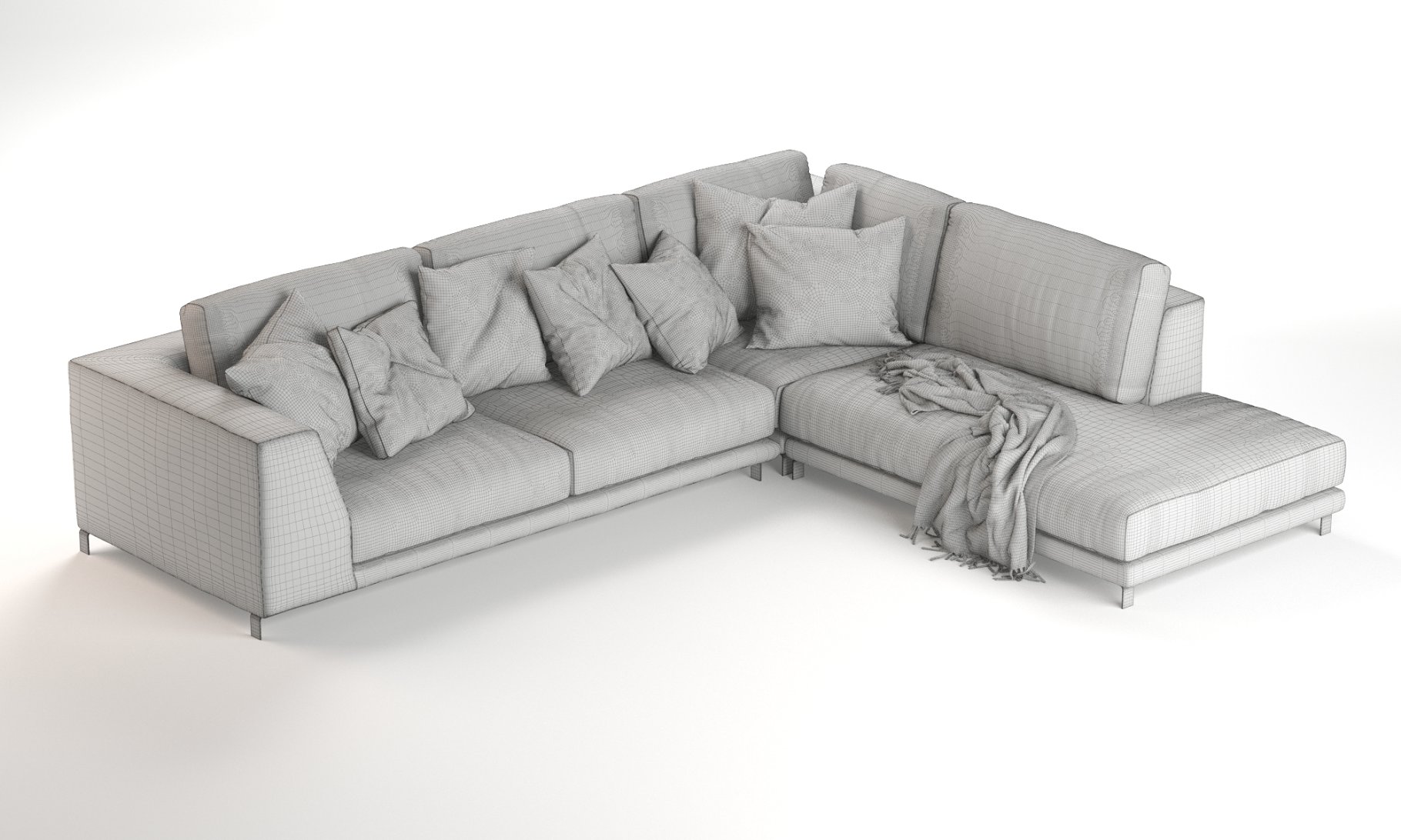 Rendering an irresistible 3d model of a corner sofa without textures