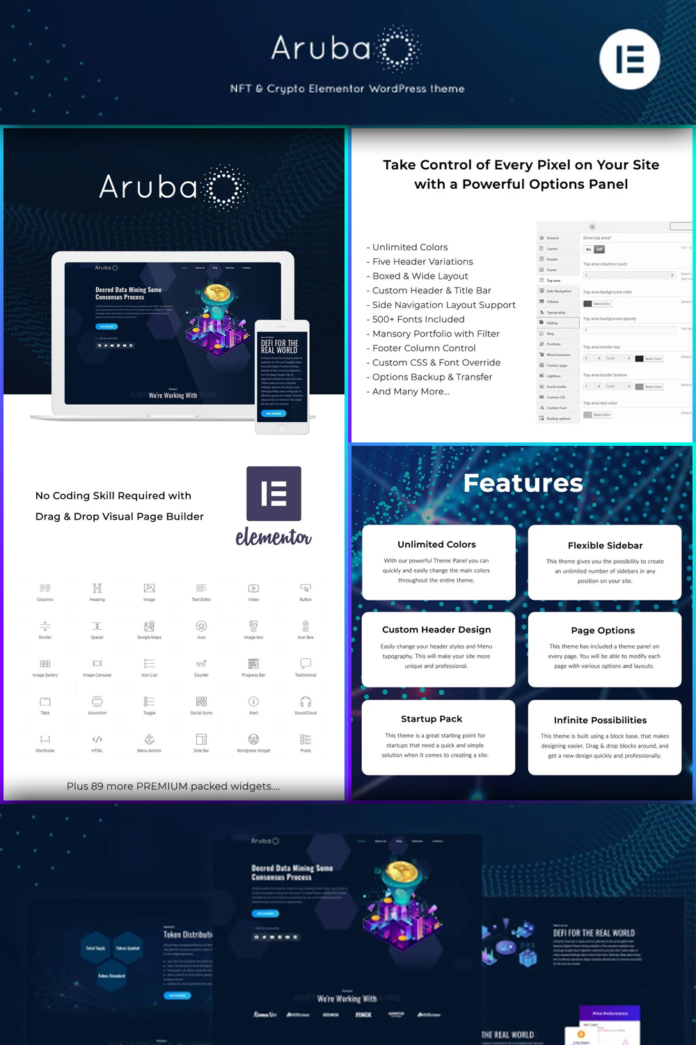 Aruba - Crypto & Ico Elementor WordPress Theme - Pinterest.