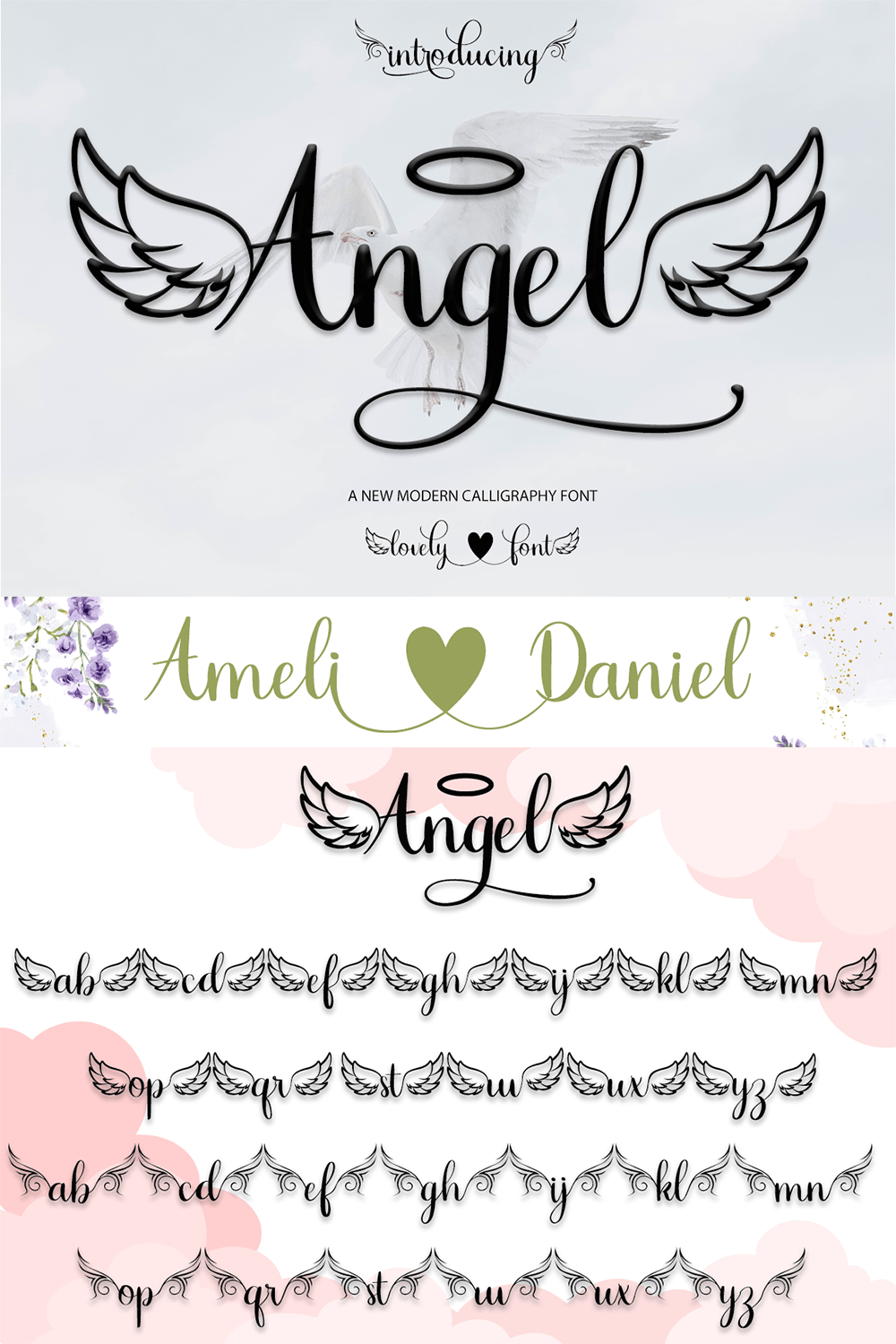 Script Font Angel Design pinterest image.