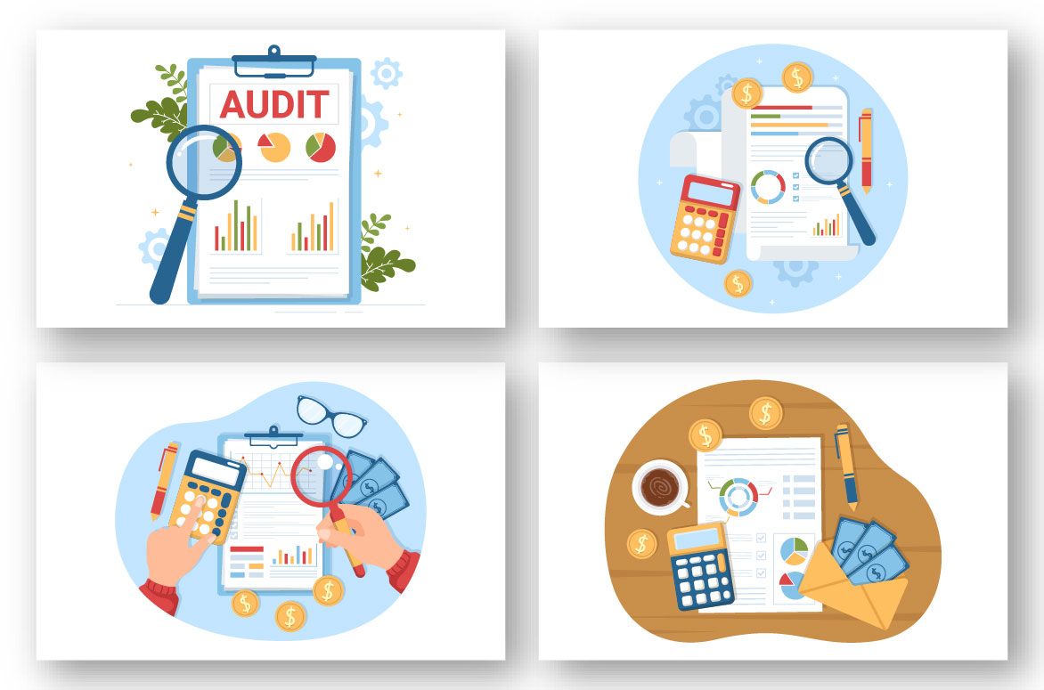 Business Audit Documents Illustration preview image.