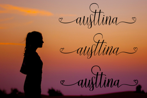 Image with text demonstrating beautiful Austtina font.