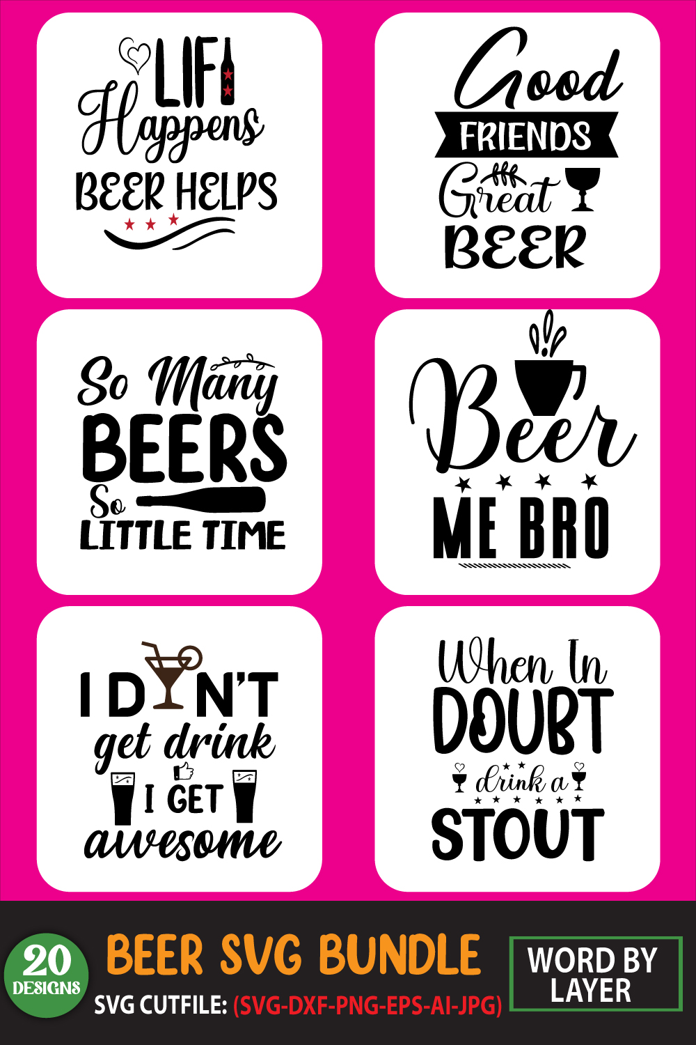 Collection of exquisite images for prints on the theme of beer
