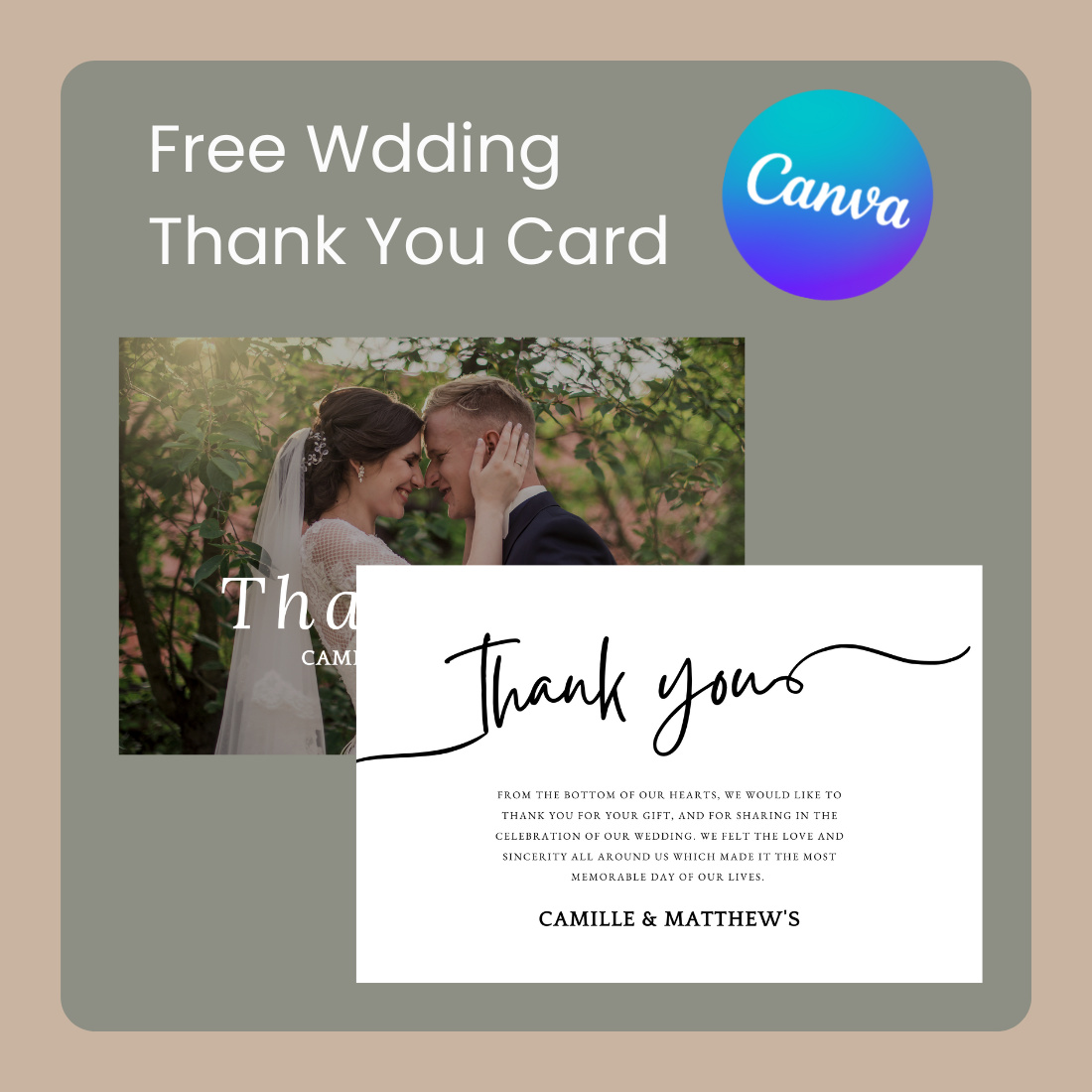 Modern and Simple Wedding Invitations - Free Thank You Cards cover image.