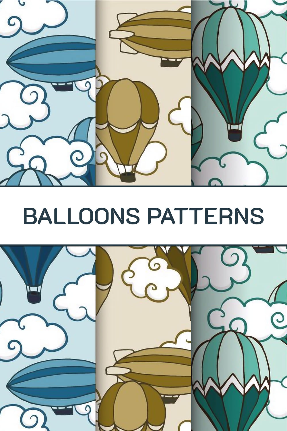 A set of gorgeous patterns with air balloons.