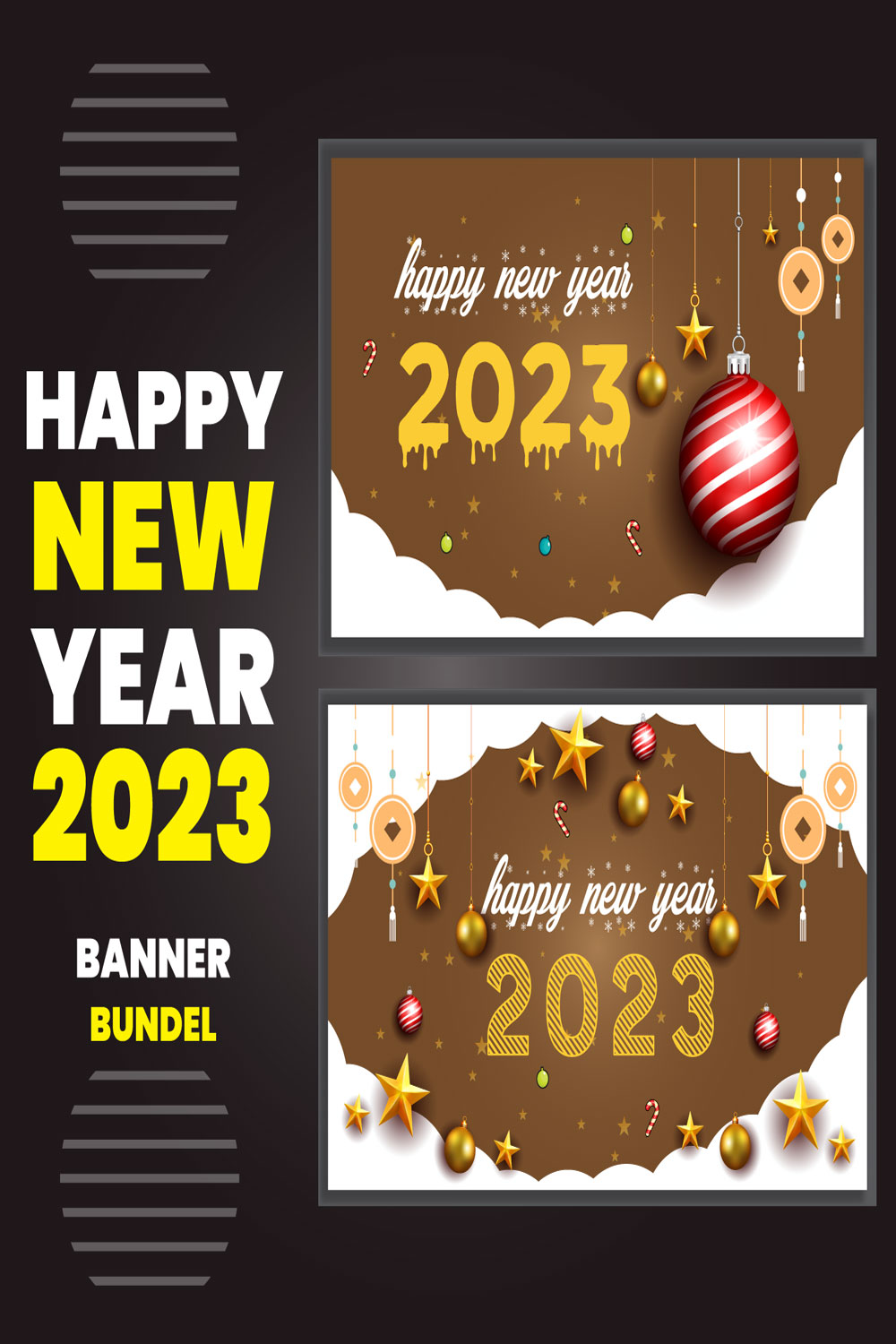 Happy New Year Banner Design pinterest image.