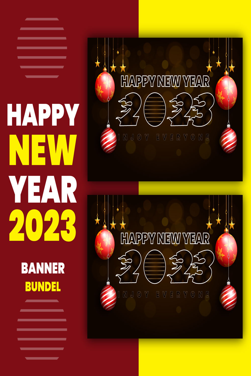 New Year Banner Design pinterest image.