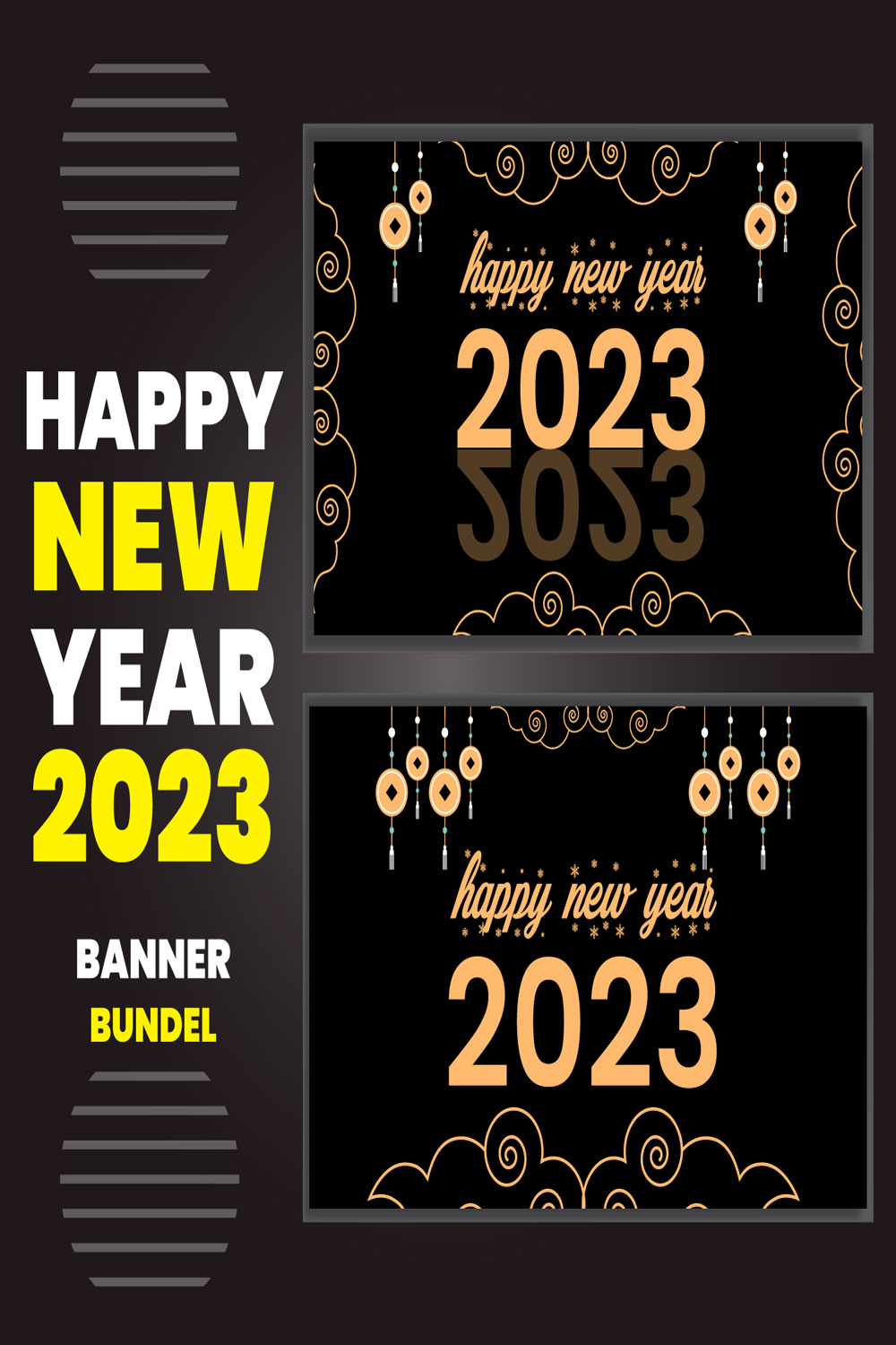 Banner Happy New Year Design pinterest image.