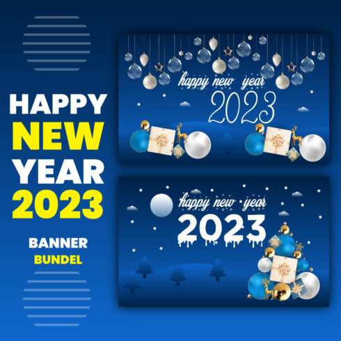 Blue Happy New Year Banner Design cover image.