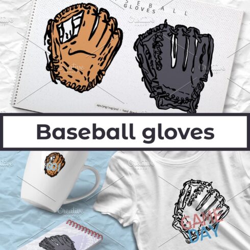 Baseball gloves. Hand drawing.