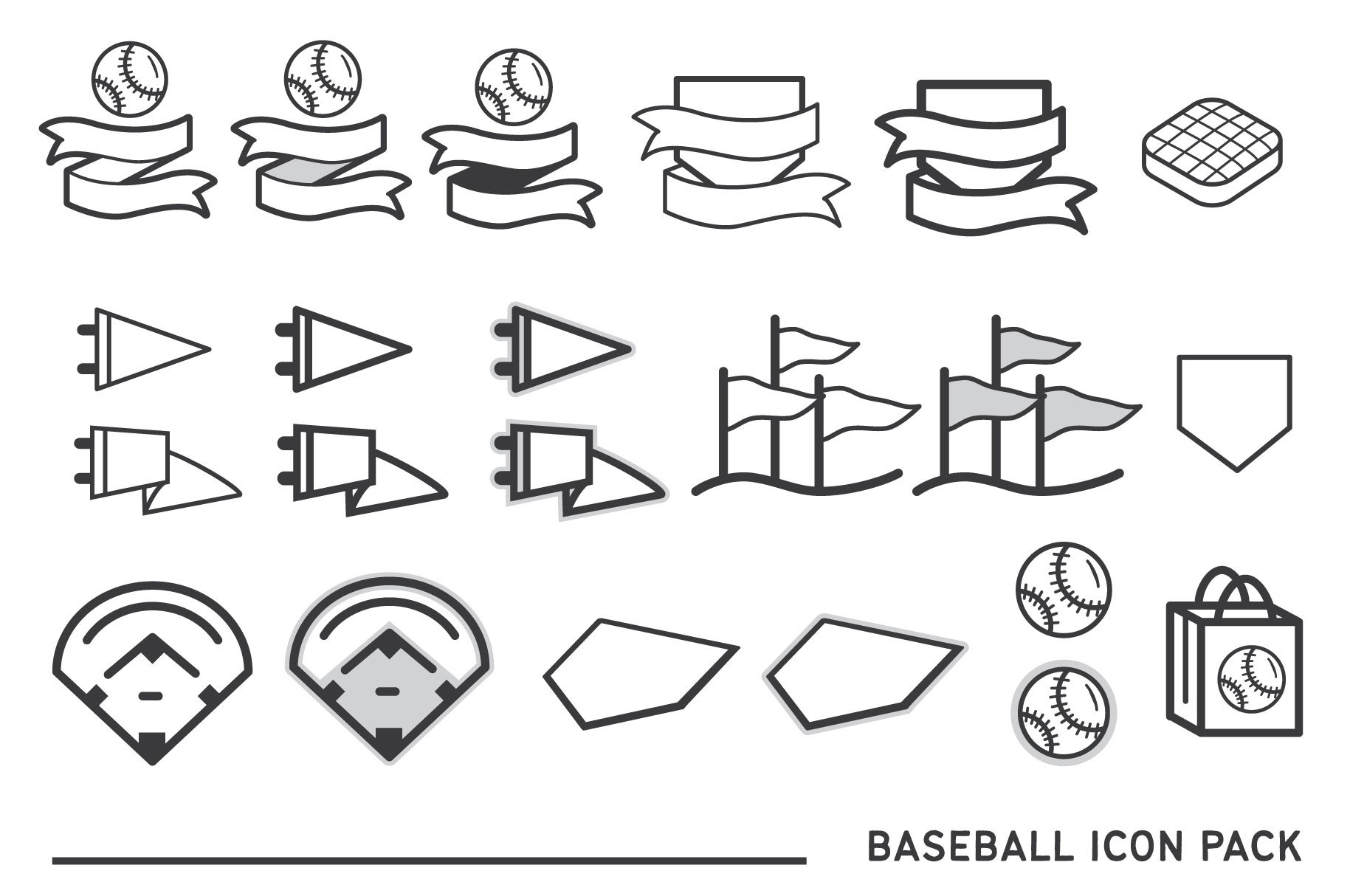 Some elements for baseball icons.