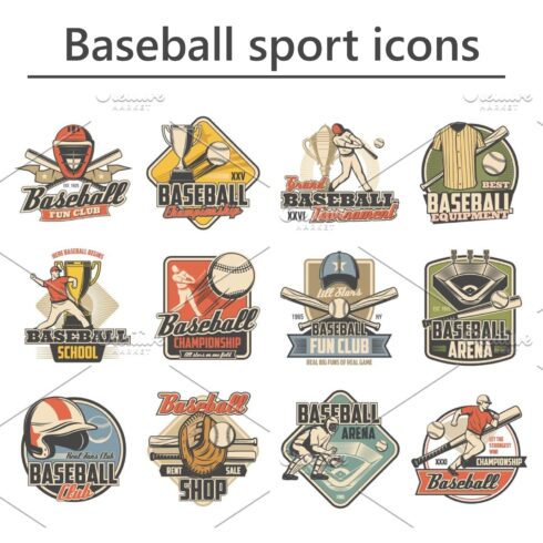 Baseball sport icons.