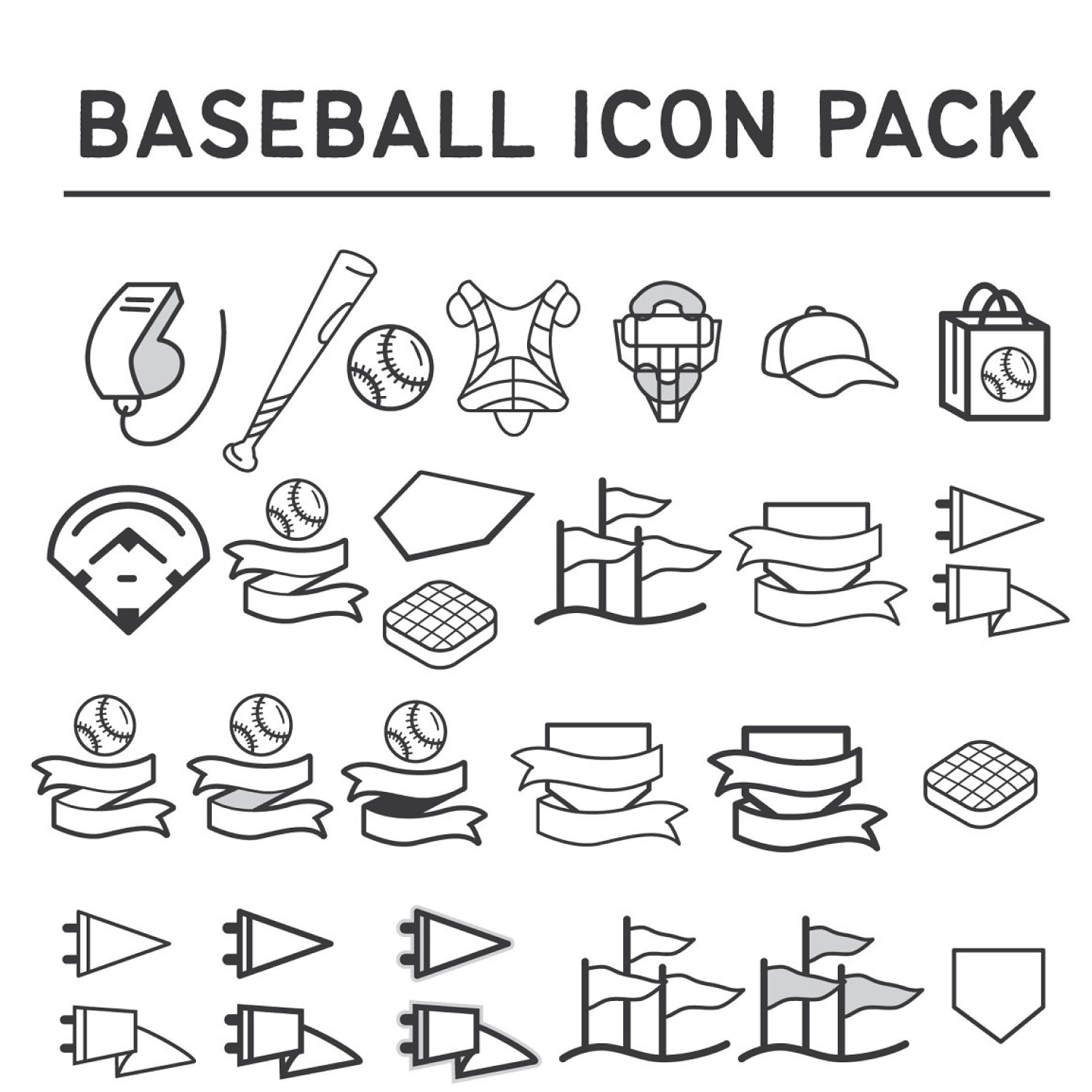 Baseball Vector Icon Pack.