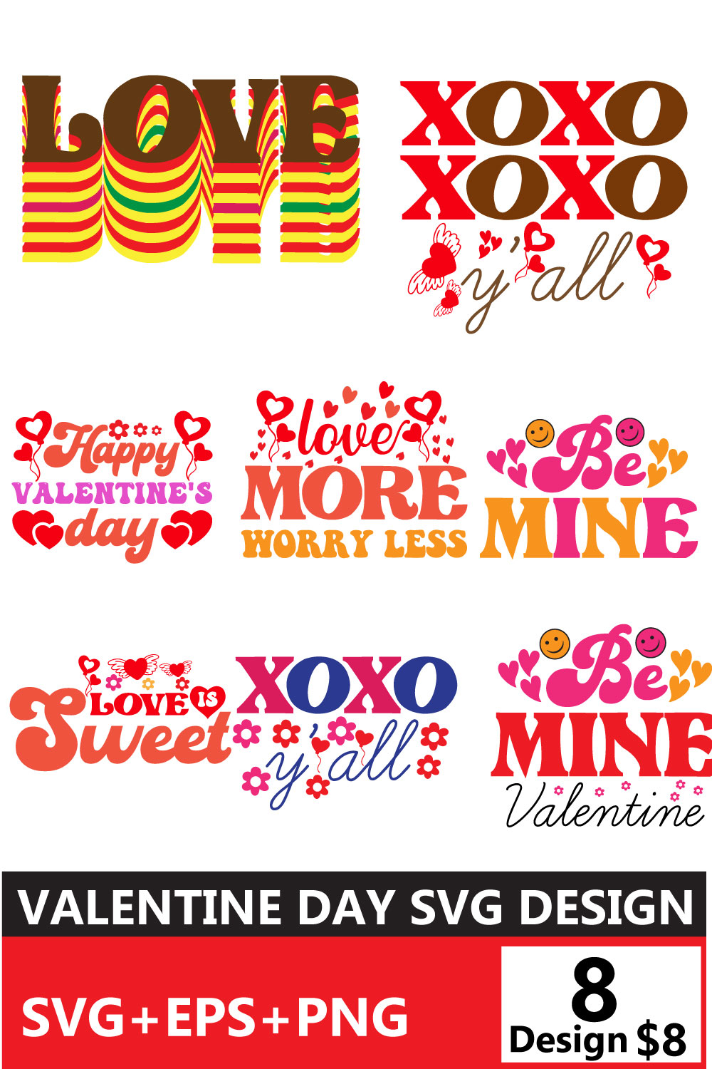 Valentine Day Quotes Design SVG Bundle pinterest image.