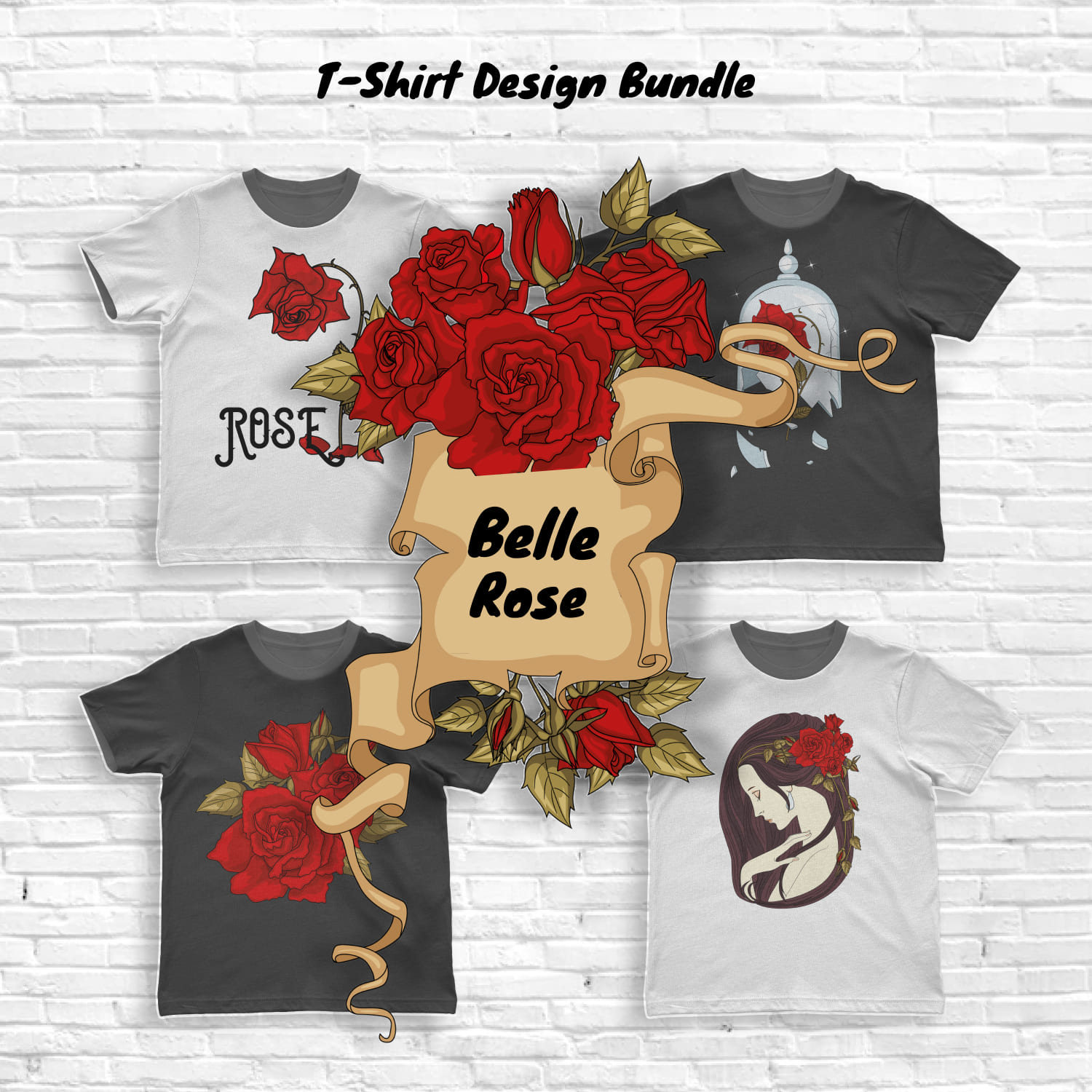 Belle Rose Svg T-shirt Designs.