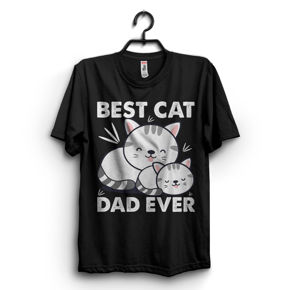 Black t-shirt with dad cat.