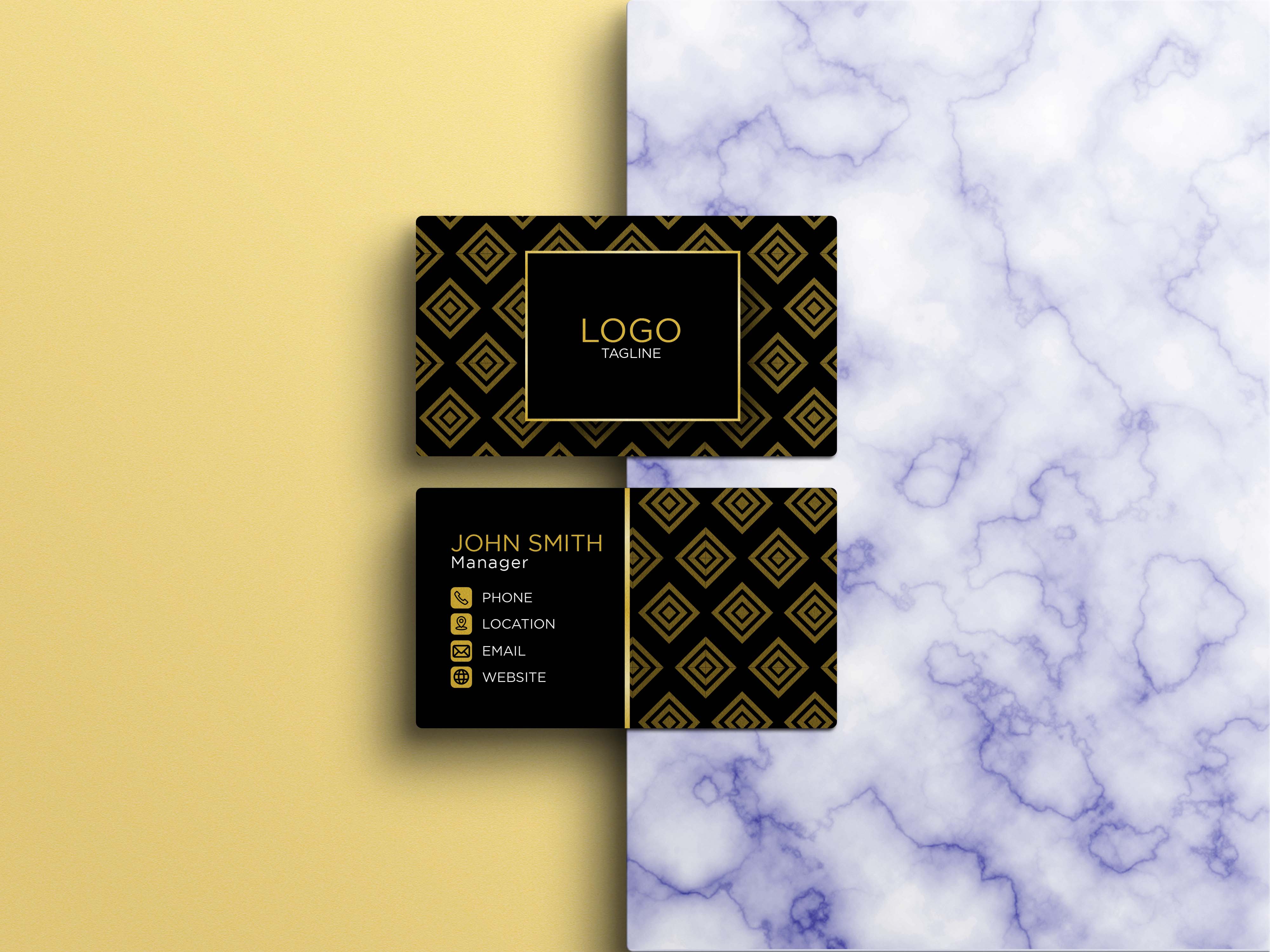 Black luxury business cards with the geometrics.