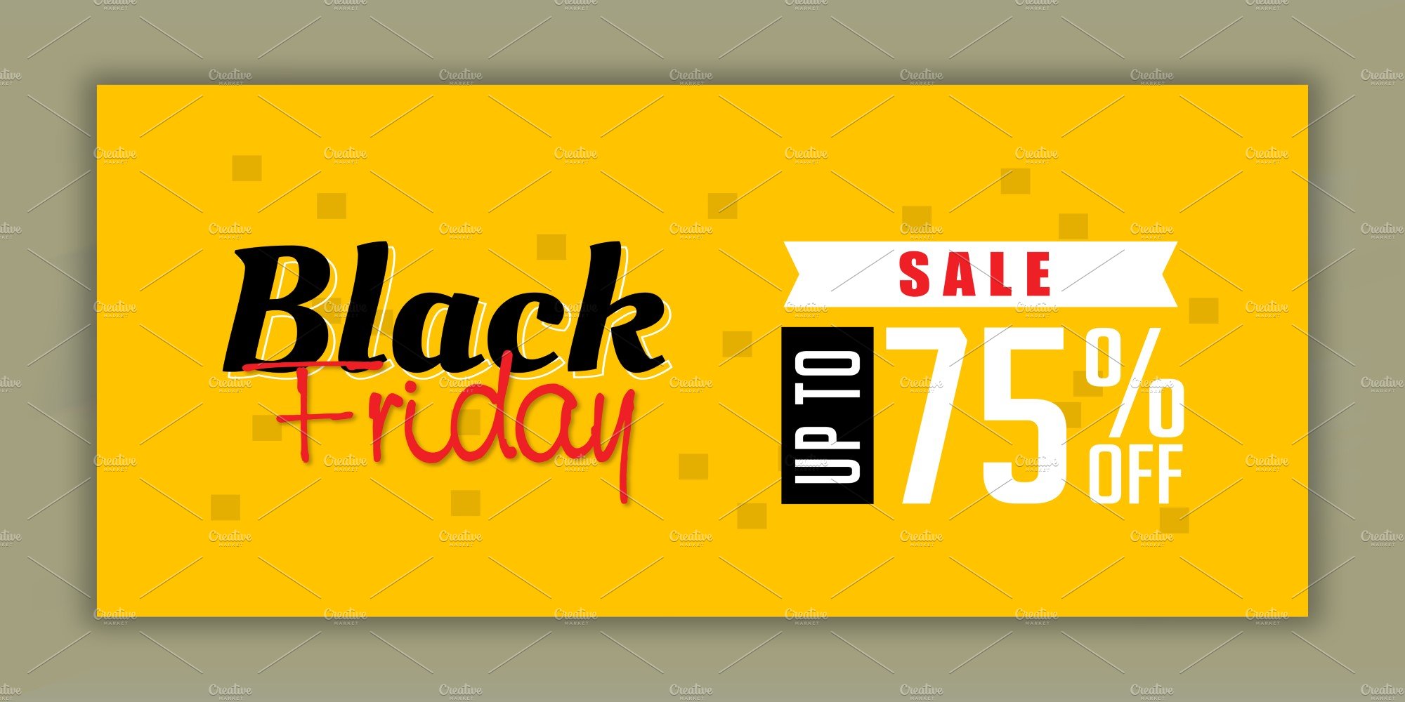 Yellow Black Friday banner with minimalistic and creative lettering.