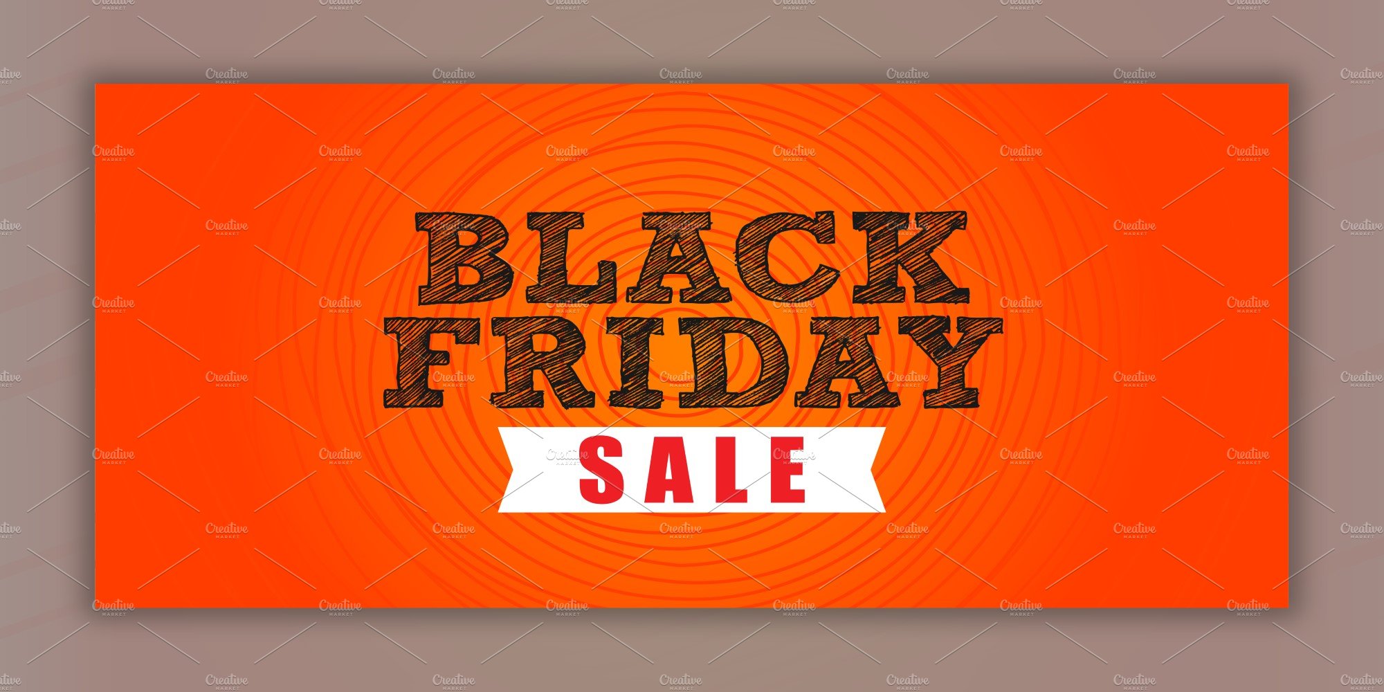 Orange Black Friday banner with hand drawn lettering.