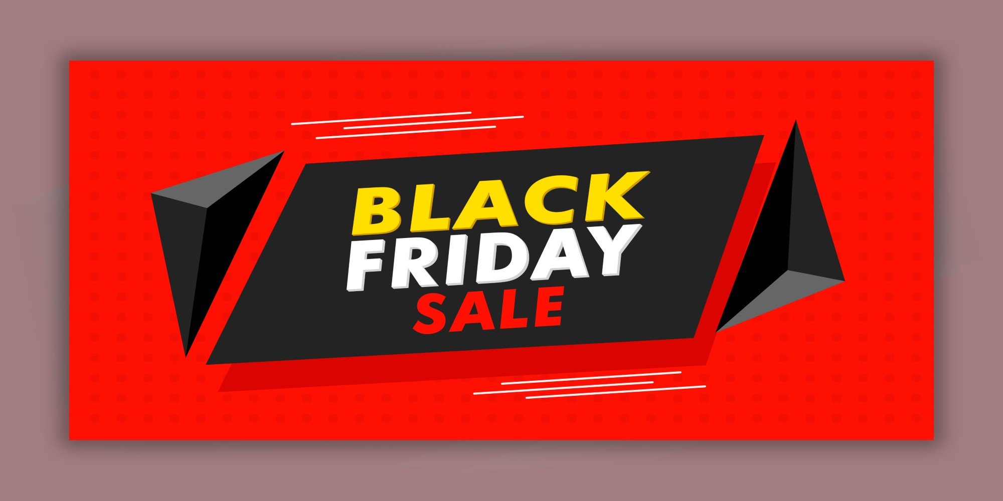 Red Black Friday banner with black section for description.