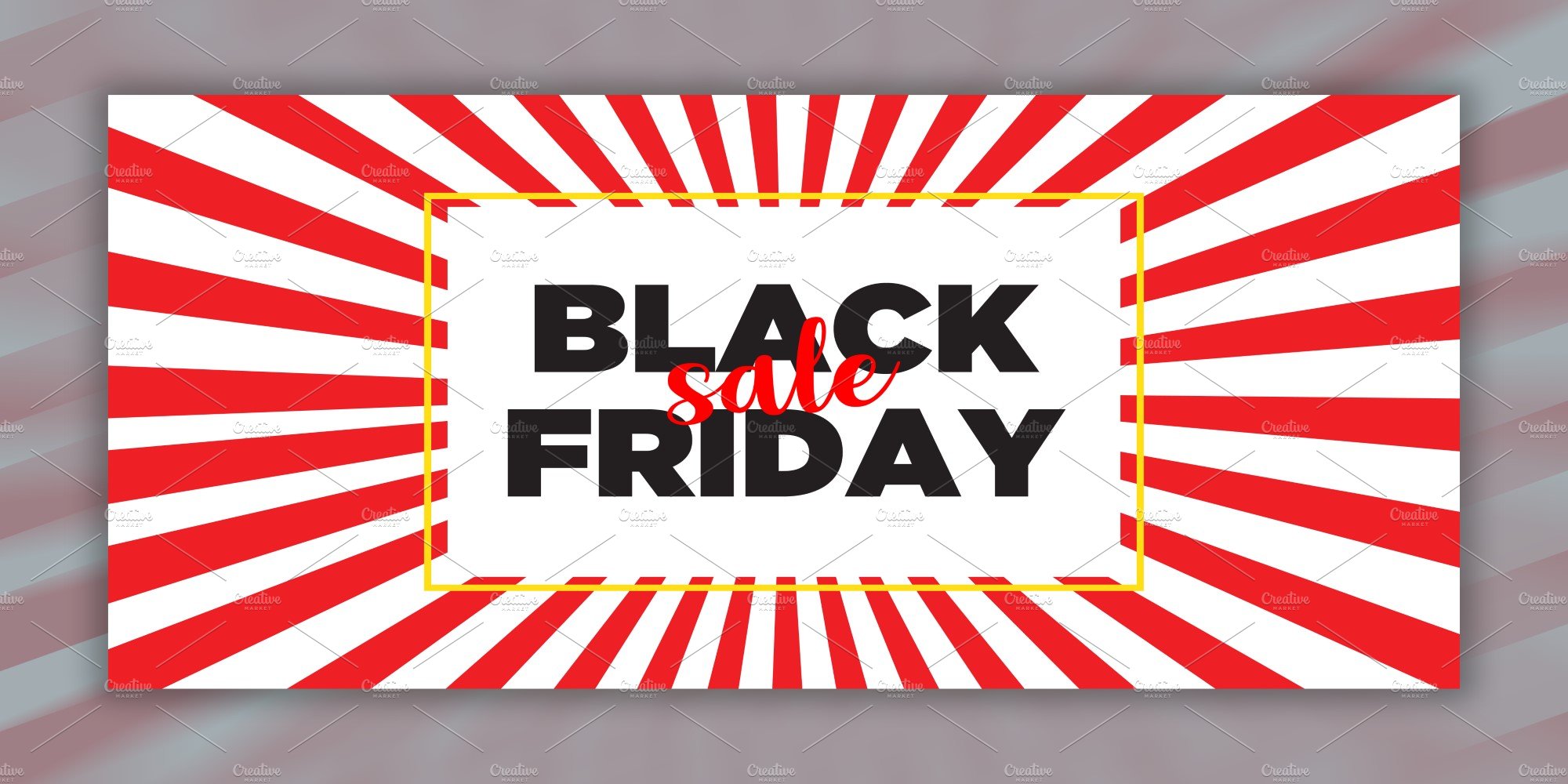 Light Black Friday banner with red lines and black font.