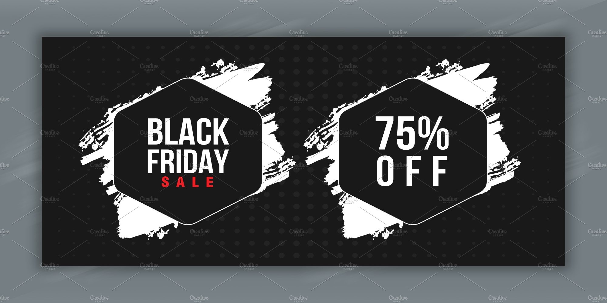 Black banner with geometrics for Black Friday sale.